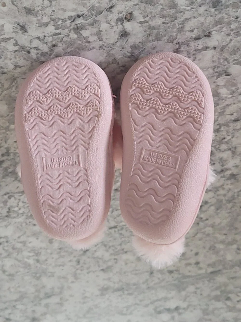 Wonder Nation Pink Bunny Shoes Baby Girls Size 3 Plush Faux Fur Soft Shoes